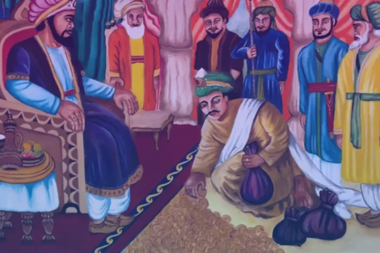 Diwan Todar Mal erecting Gold Coins to Buy Cremation Ground copy