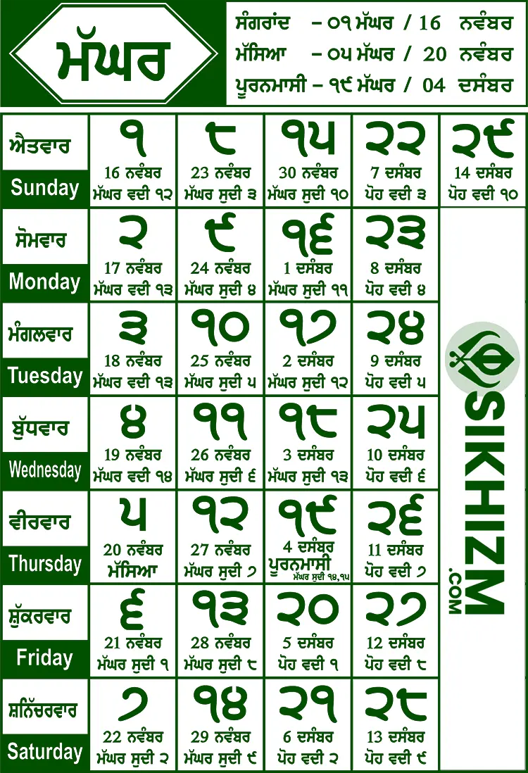 Maghar Mahina | Nanakshahi 557 | Desi Calendar 2025