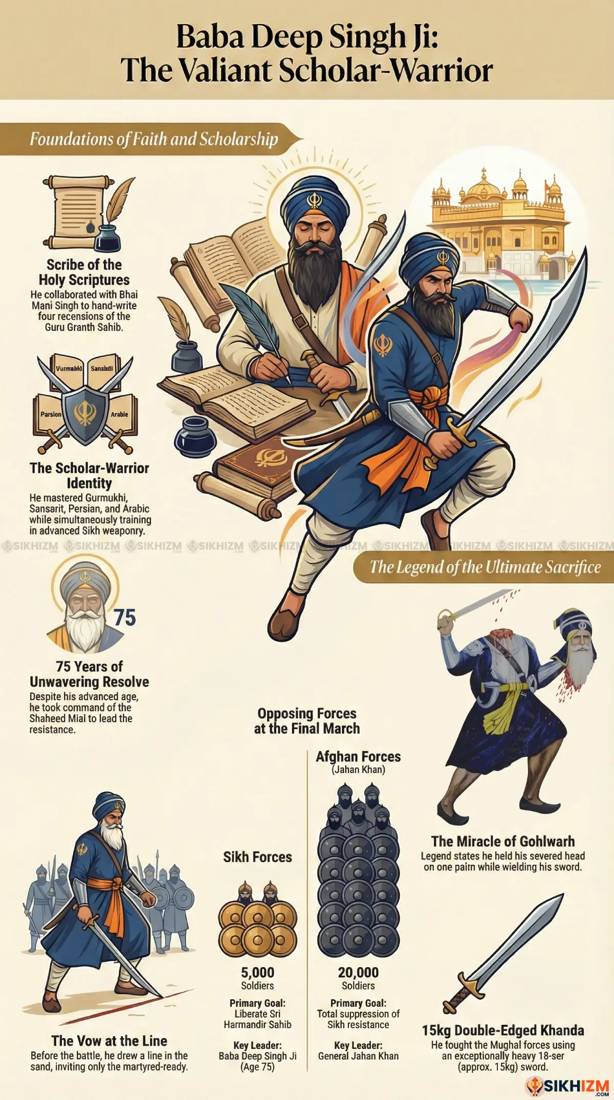 Baba Deep Singh Ji Brief Life Sketch Infographic