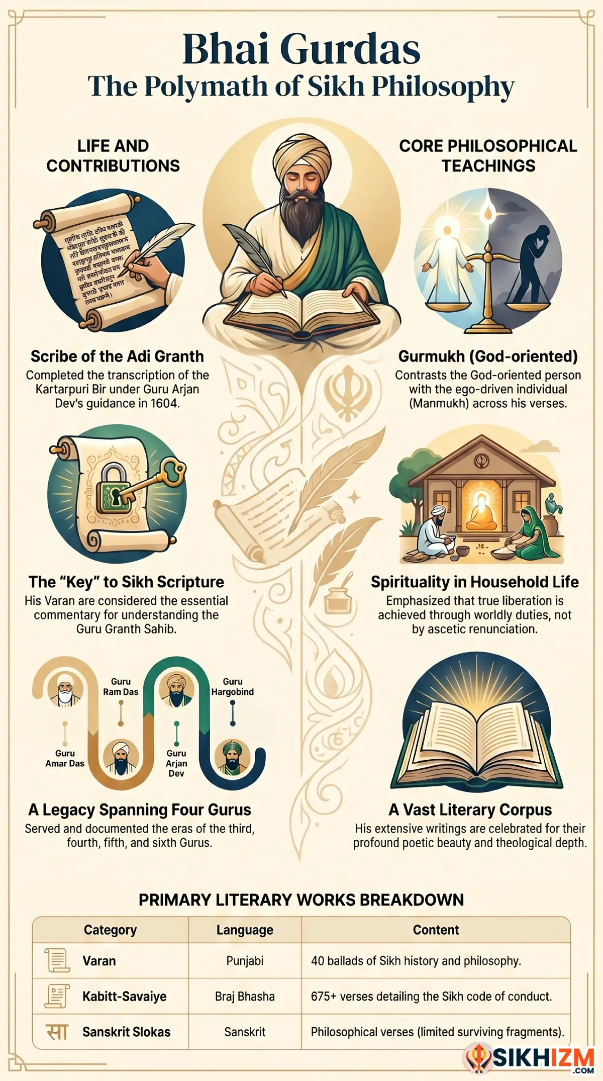 Bhai Gurdas Ji - The Polymath of Sikh Philosophy Infographic