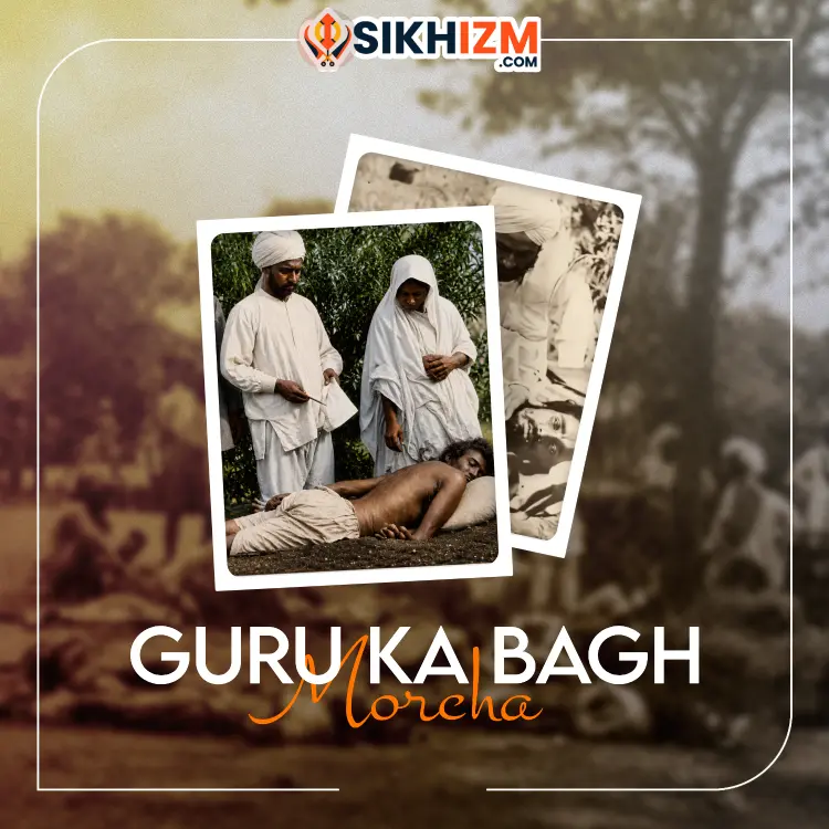 Sikh volunteers walking peacefully toward Gurdwara Guru Ka Bagh during the 1922 non-violent morcha