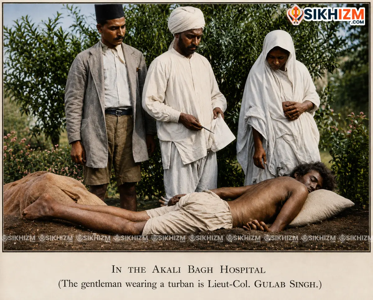 In the Akali Bagh Hospital - Lieut Col Gulab Singh - Morcha Guru Ka Bagh (1922)